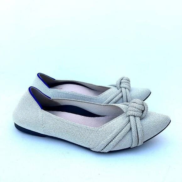 Rothy’s The Knot Point II Flats Pointed Toe Diamond Metallic Size 8 Bridal - Picture 3 of 12